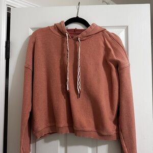 Aerie Orange/Coral Ribbed Hoodie